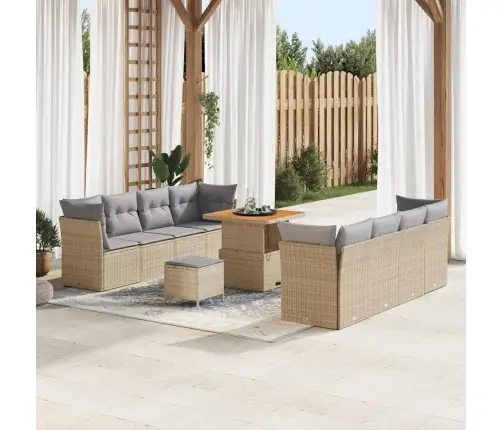 Sodo Sofų Rinkinys 11 Pcs Smėlio Poliratanas