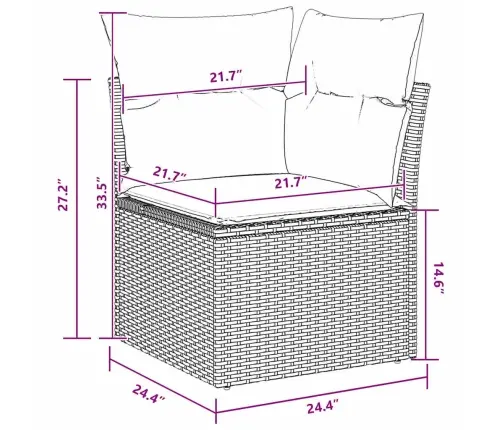 11 Daļu Dārza Dīvāns Ar Spilveniem Melnā Krāsā, Izgatavots No Poliratanā Un Akāciju. Vidaxl
