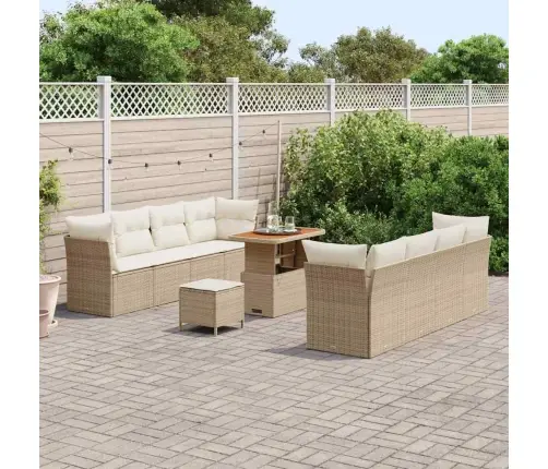 Sodo Sofų Rinkinys 11 Pcs Smėlio Poliratanas Sodo Sofų Rinkinys 11 Pcs Smėlio Poliratanas