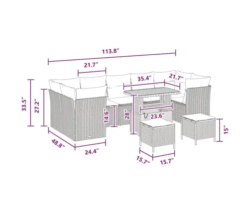 10 Daļu Dārza Dīvānu Komplekts Ar Spilveniem Melnā Poliratanā Vidaxl 10 Daļu Dārza Dīvānu Komplekts Ar Spilveniem Melnā Poliratanā Vidaxl