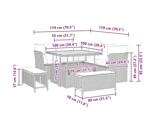 8 Daļu Dārza Dīvānu Komplekts Ar Spilveniem, Melnā Poliratāna Un Akācijas Vidaxl