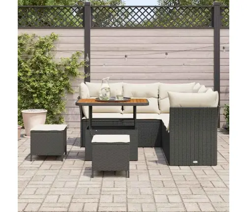 8 Daļu Dārza Dīvānu Komplekts Ar Spilveniem, Melnā Polirattanā Vidaxl