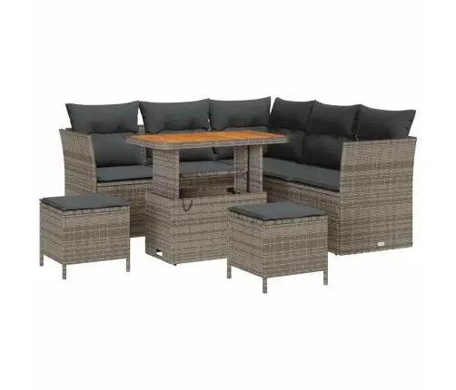 8 Daļu Dārza Dīvānu Komplekts Ar Spilveniem, Pelēks, Polirāts Akācija Vidaxl