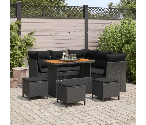 Aia Diivanikomplekt 9 Pcs Must Polürotang