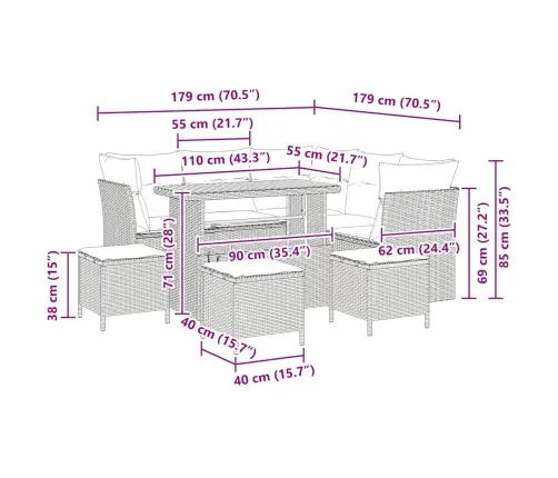 9 Daļīgs Dārza Dīvānu Komplekts Ar Spilveniem Melnā Poly Rattan Akācijā Vidaxl