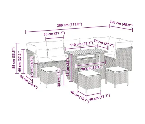 Aia Diivanikomplekt 10 Pcs Beež Polürotang