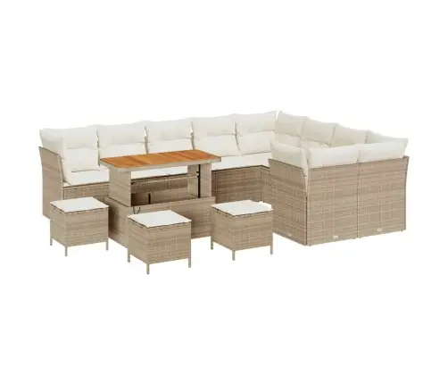 Sodo Sofų Rinkinys 13 Pcs Smėlio Poliratanas