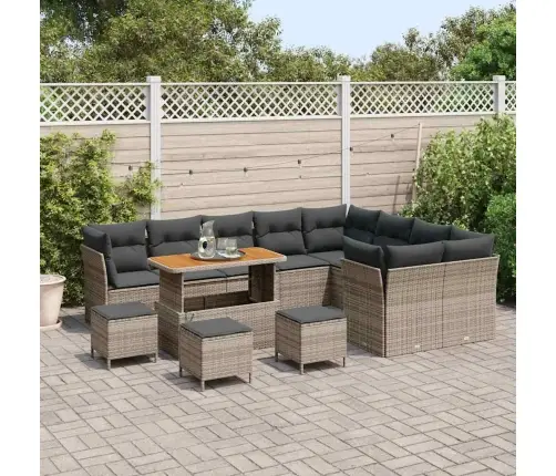 Sodo Sofų Rinkinys 13 Pcs Pilka Poliratanas