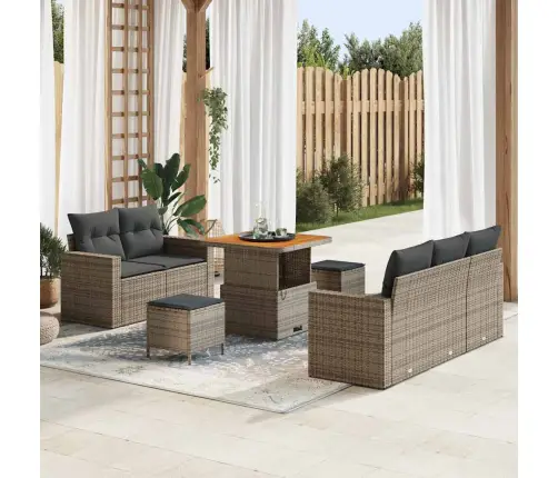 Dārza Dīvānu Komplekts Ar Spilvenu 8 Pcs Pelēka Poliratāns Vidaxl