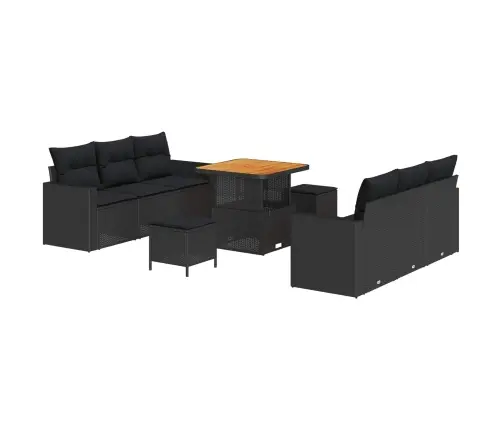 Sodo Sofų Rinkinys 9 Pcs Juoda Poliratanas