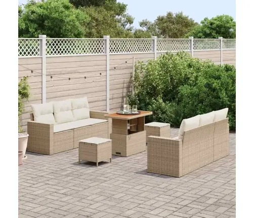 Sodo Sofų Rinkinys 9 Pcs Smėlio Poliratanas