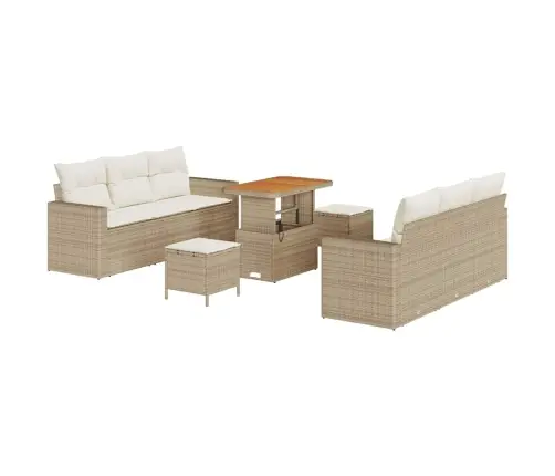 Sodo Sofų Rinkinys 9 Pcs Smėlio Poliratanas