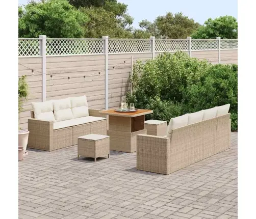 Dārza Dīvānu Komplekts 10 Pcs Bēša Poliratāns Vidaxl