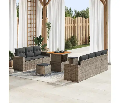 Dārza Dīvānu Komplekts 10 Pcs Pelēka Poliratāns Vidaxl