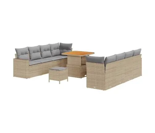 Sodo Sofų Rinkinys 11 Pcs Smėlio Poliratanas