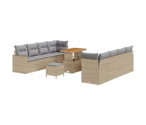 Sodo Sofų Rinkinys 11 Pcs Smėlio Poliratanas