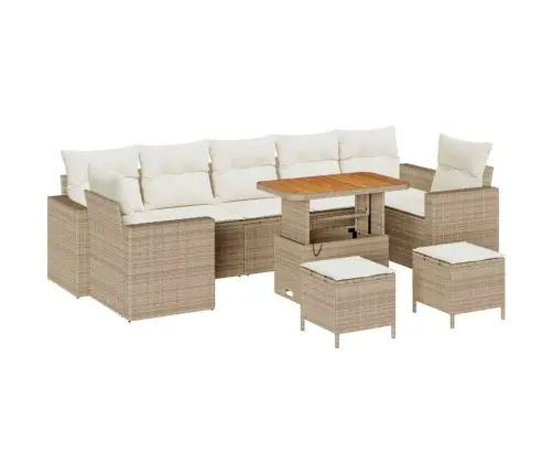 10 Daļu Dārza Dīvānu Komplekts Ar Bēšiem Spilveniem Vidaxl