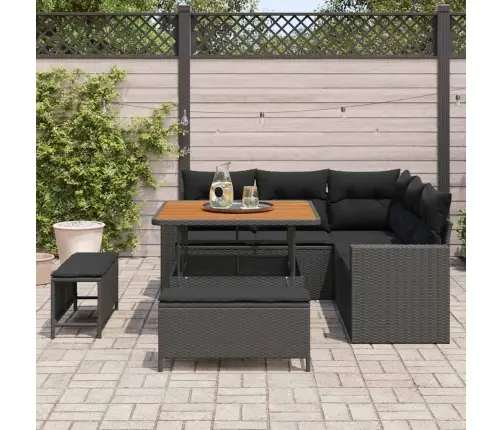 8 Daļu Dārza Dīvānu Komplekts Ar Spilveniem Melnā Polirattanā Vidaxl