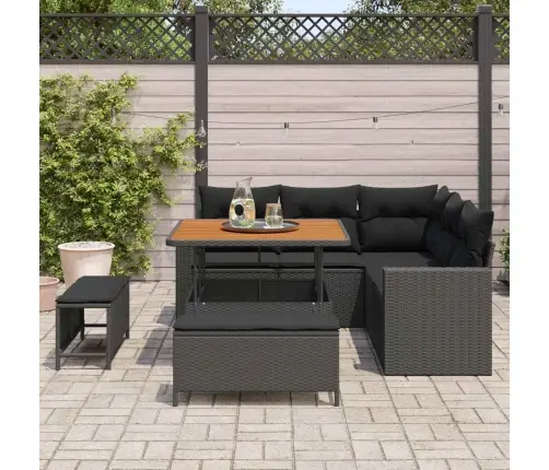 8 Daļu Dārza Dīvānu Komplekts Ar Spilveniem Melnā Polirattanā Vidaxl