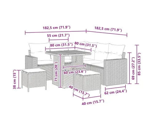 8 Daļu Dārza Dīvānu Komplekts Ar Spilveniem - Melnā Polyratānā Un Akācijā Vidaxl