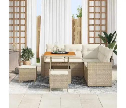 Sodo Sofų Rinkinys 8 Pcs Smėlio Poliratanas