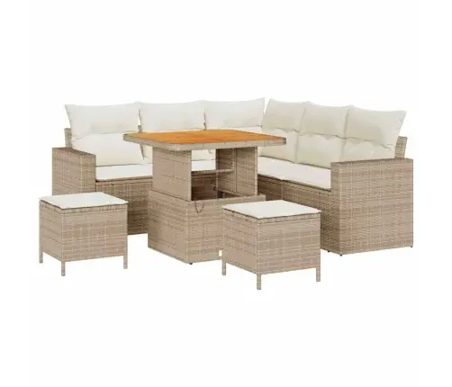 Sodo Sofų Rinkinys 8 Pcs Smėlio Poliratanas