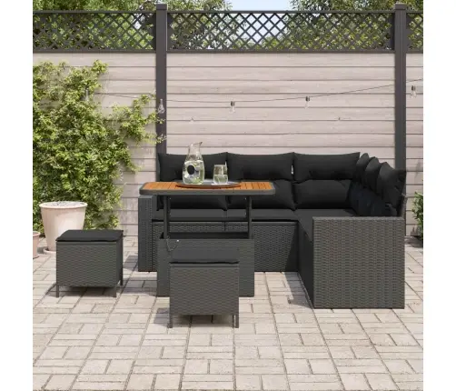 8 Daļu Dārza Dīvānu Komplekts Ar Spilveniem Melnā Poliratanā Vidaxl