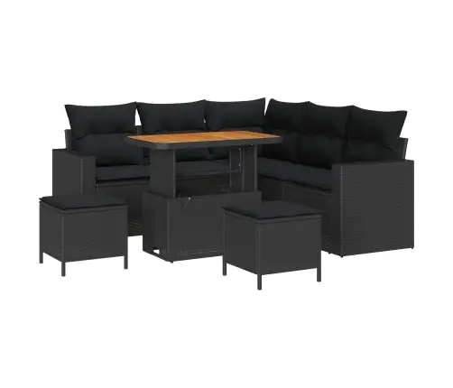 8 Daļu Dārza Dīvānu Komplekts Ar Spilveniem Melnā Poliratanā Vidaxl