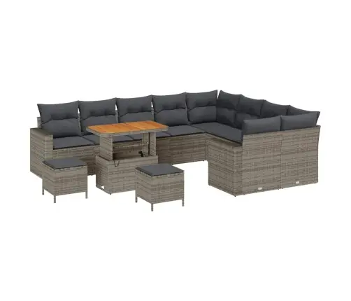 12 Daļu Dārza Dīvānu Komplekts Ar Spilveniem Pelēkā Poliratanā. Vidaxl