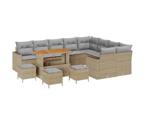 Sodo Sofų Rinkinys 13 Pcs Smėlio Poliratanas