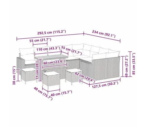 Sodo Sofų Rinkinys 13 Pcs Smėlio Poliratanas