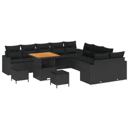Dārza Dīvānu Komplekts 13 Pcs Melna Poliratāns Vidaxl