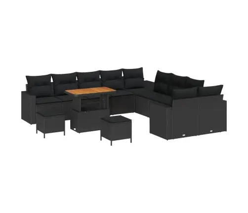 Sodo Sofų Rinkinys 13 Pcs Juoda Poliratanas