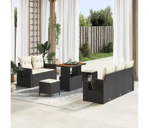 Aia Diivanikomplekt Padjaga 8 Pcs Must Polürotang