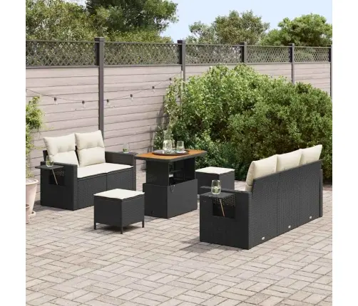 Aia Diivanikomplekt Padjaga 8 Pcs Must Polürotang