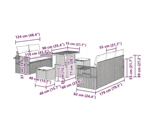 8 Daļu Dārza Dīvānu Komplekts Ar Spilveniem Bēšā Polirātnā Un Akācijā Vidaxl