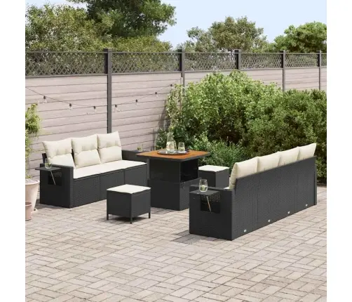 Aia Diivanikomplekt 10 Pcs Must Polürotang