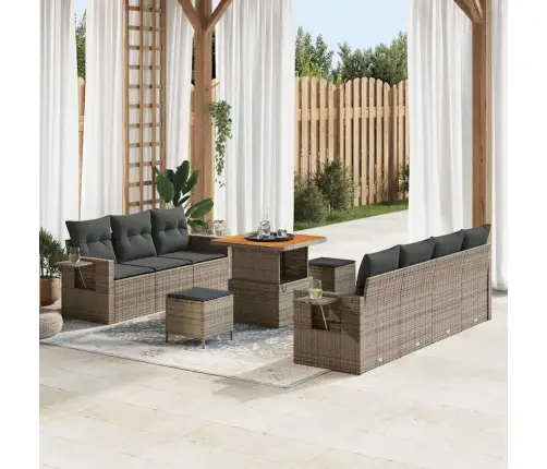 Dārza Dīvānu Komplekts Ar Spilvenu 10 Pcs Pelēka Poliratāns Vidaxl