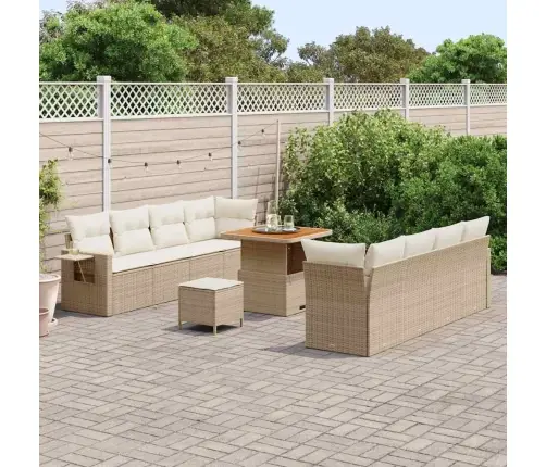 11 Daļu Dārza Dīvānu Komplekts Ar Spilveniem Bēšā Krāsā Vidaxl