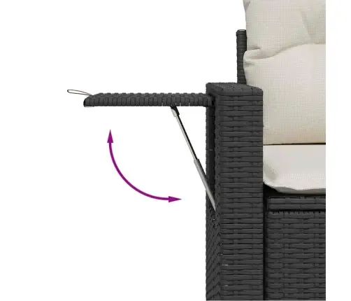 Sodo Sofų Rinkinys Su Pagalve 8 Pcs Juoda Poliratanas