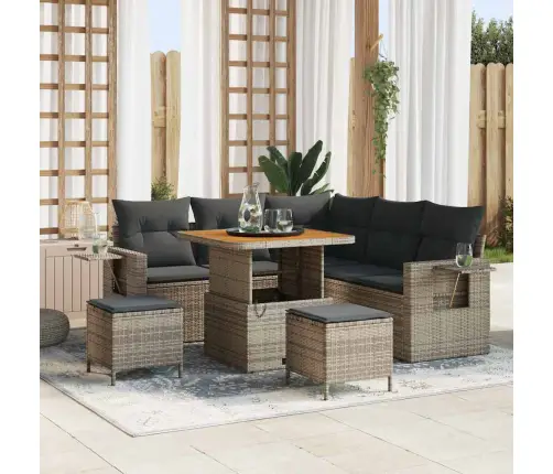 Dārza Dīvānu Komplekts 8 Pcs Pelēka Poliratāns Vidaxl