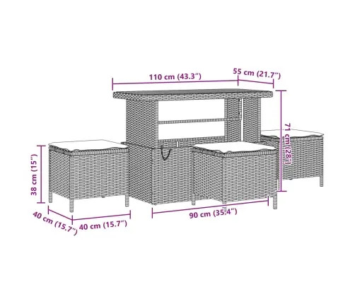 9 Daļu Dārza Dīvānu Komplekts Ar Spilveniem - Melnajā Poliraļķī Un Akācijā Vidaxl