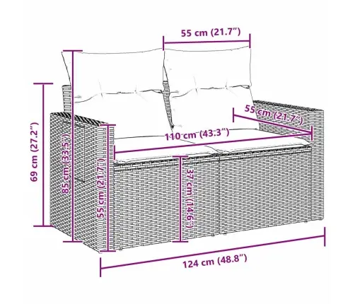 Aia Diivanikomplekt Padjaga 9 Pcs Beež Polürotang