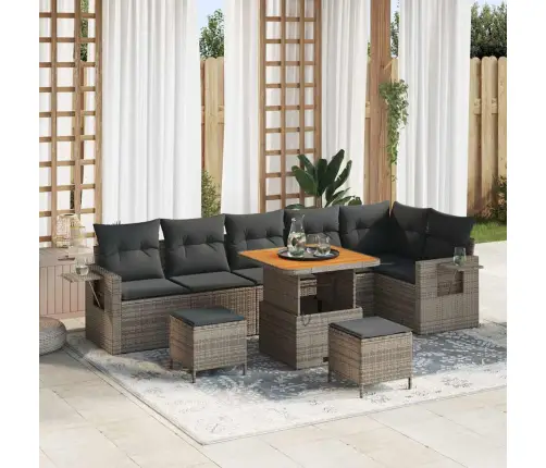 Dārza Dīvānu Komplekts 9 Pcs Pelēka Poliratāns Vidaxl