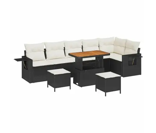 Sodo Sofų Rinkinys 9 Pcs Juoda Poliratanas