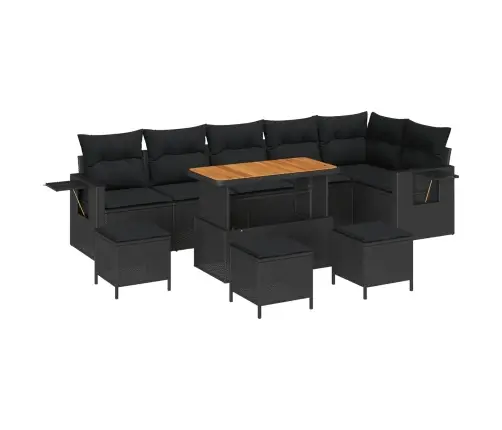 Sodo Sofų Rinkinys 10 Pcs Juoda Poliratanas