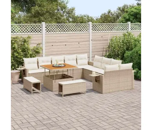 Sodo Sofų Rinkinys 13 Pcs Smėlio Poliratanas