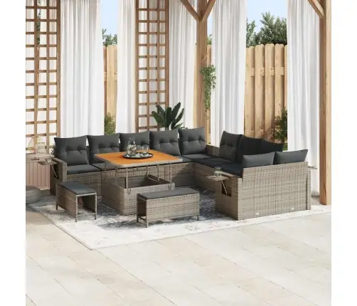 Sodo Sofų Rinkinys 13 Pcs Pilka Poliratanas