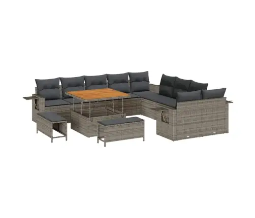 Sodo Sofų Rinkinys 13 Pcs Pilka Poliratanas