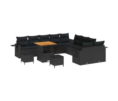 13 Daļu Dārza Dīvānu Komplekts Ar Spilveniem Melnā Poliratanā Vidaxl